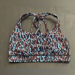 Lululemon Energy Bra Sportsbra Leopard Camo Blue Nike Size 2